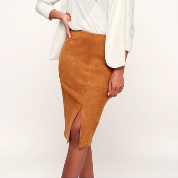 Lulus brown faux suede pencil skirt - Picture 2 of 8